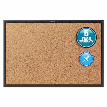 Quartet Classic Cork Bulletin Board 48"x36", Black 2304B